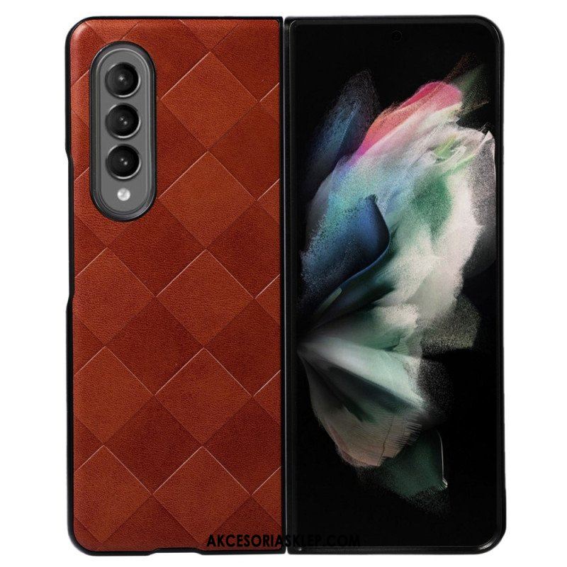 Etui do Samsung Galaxy Z Fold 4 Wzór W Kratkę Z Imitacji Skóry