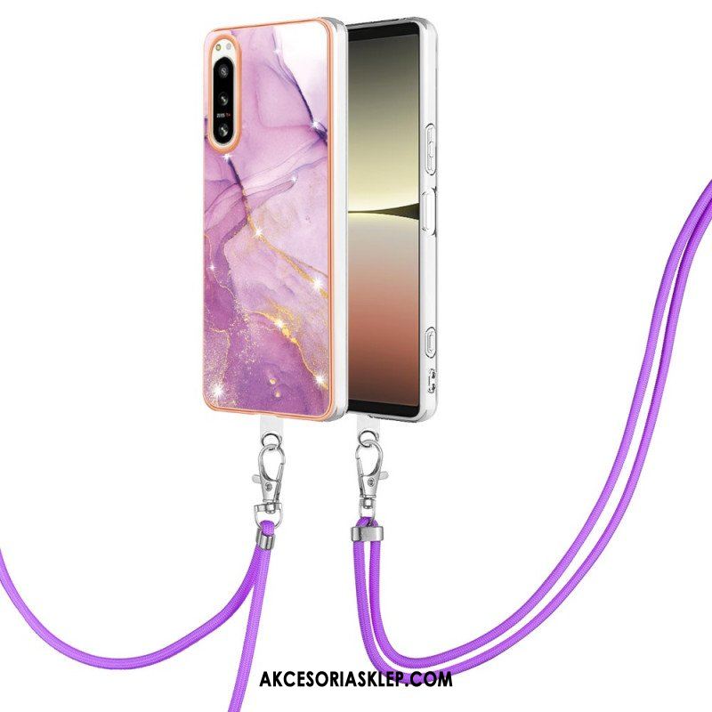 Etui do Sony Xperia 5 IV ze Sznurkiem Z Marmurowym Sznurkiem