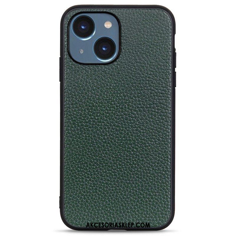 Etui do iPhone 14 Plus Prawdziwa Skóra Litchi