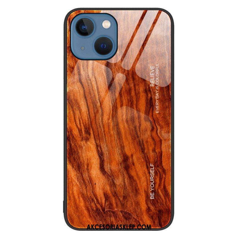 Etui do iPhone 14 Szkło Hartowane W Stylu Drewna