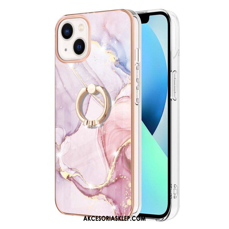 Etui do iPhone 15 Plus Styl Marmurowy Z Pierścieniem Podporowym