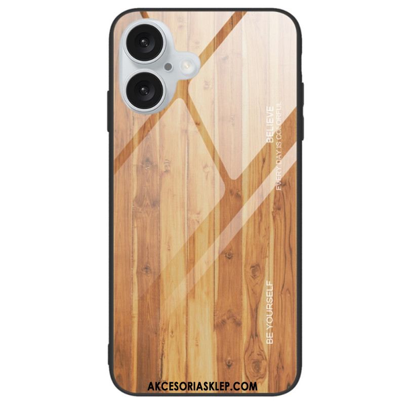 Etui iPhone 16 Drewno Ze Szkła Hartowanego