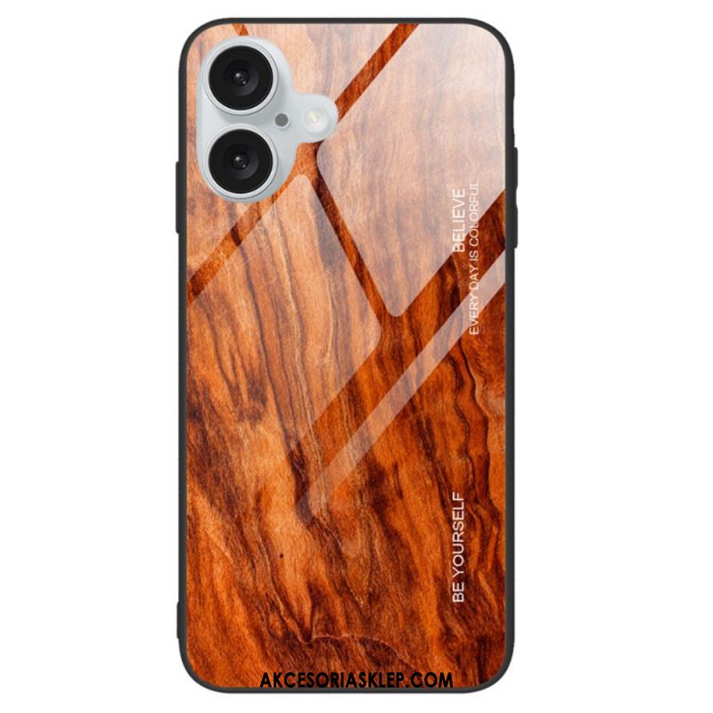 Etui iPhone 16 Plus Drewno Ze Szkła Hartowanego