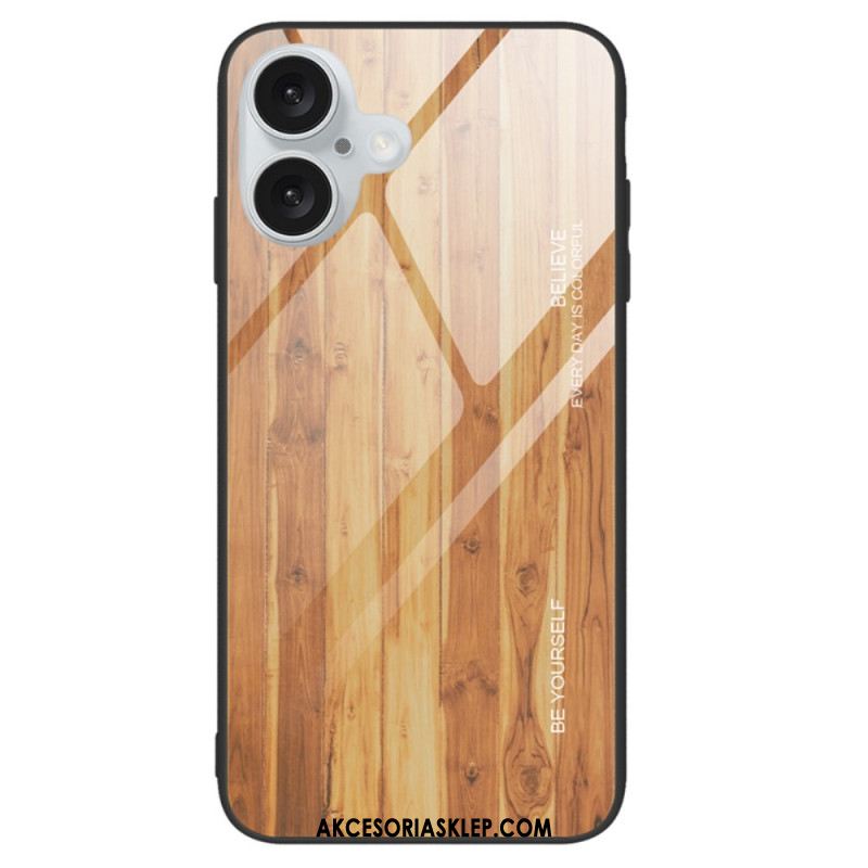 Etui iPhone 16 Plus Drewno Ze Szkła Hartowanego