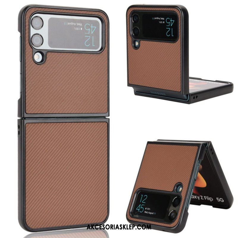 Futerały do Samsung Galaxy Z Flip 4 Etui Folio Tekstura Włókna Węglowego Z Efektem Skóry