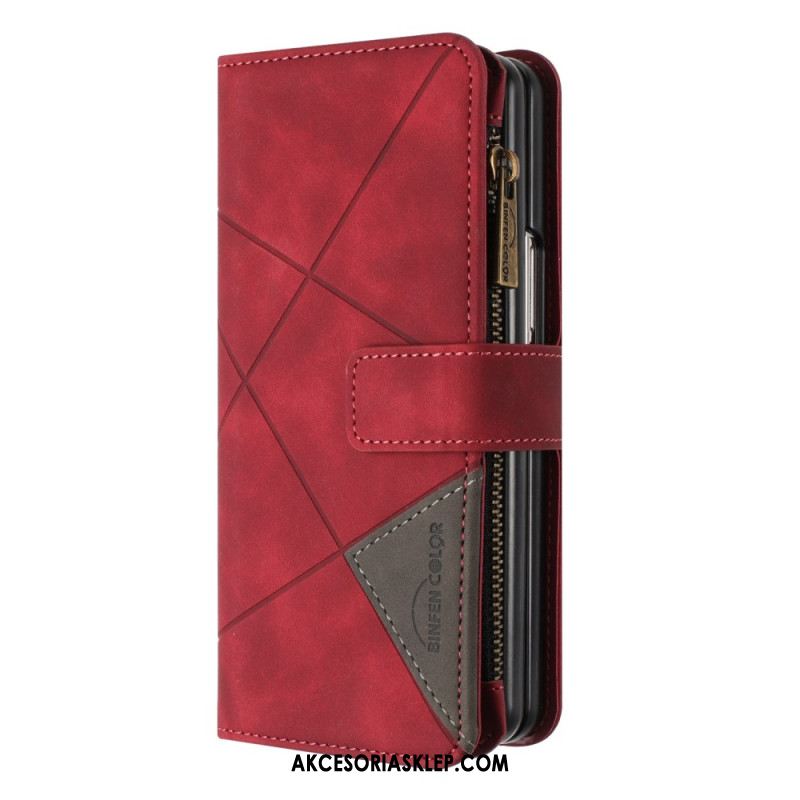 Skórzany Futerał Samsung Galaxy Z Fold 6 Etui Na Telefon Portfel W Geometrii Binfen Color