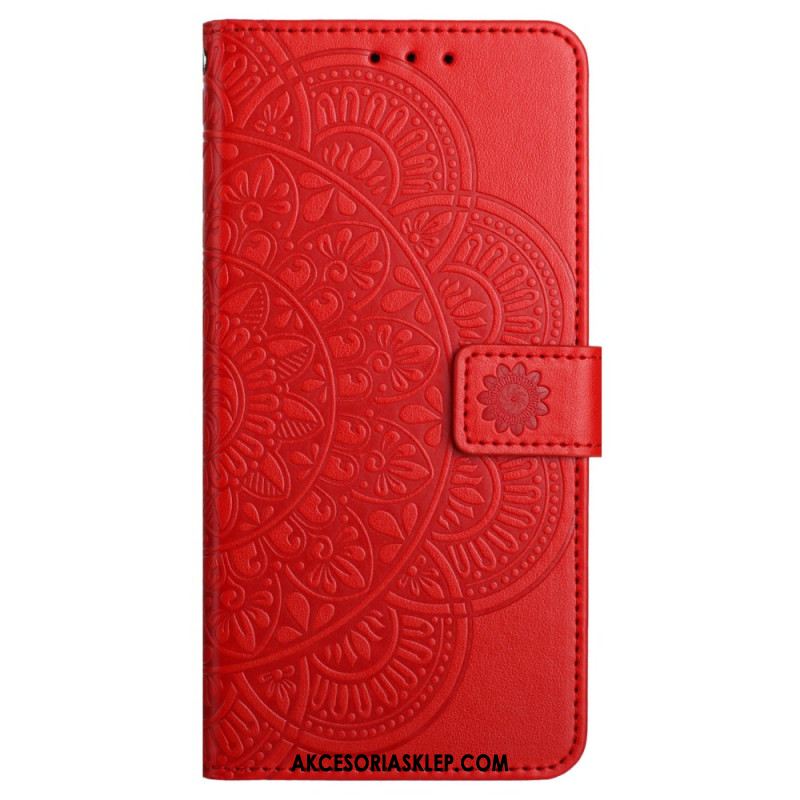 Skórzany Futerał Xiaomi Redmi Note 13 Pro 5g Etui Na Telefon Drukowana Mandala Z Paskiem