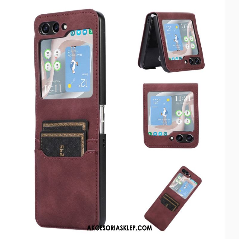 Etui Do Samsung Galaxy Z Flip 5 Etui Na Karty Retro Z Efektem Skóry