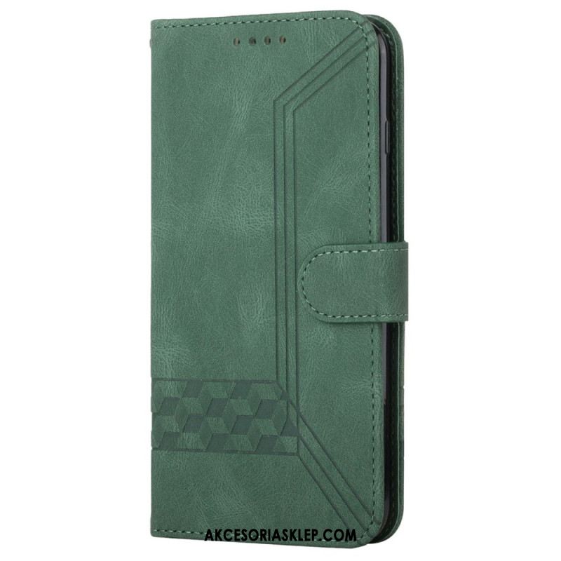 Etui Folio Do Oneplus 12 5g Wzór W Romby I Linie Z Paskiem