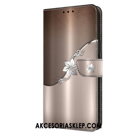 Etui Folio Do Oppo A98 5g Srebrny Kwiat