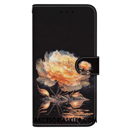 Etui Folio Do Oppo Reno 12 5g Złota Piwonia Z Paskiem