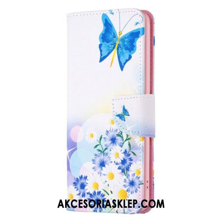 Etui Folio Do Samsung Galaxy A15 Akwarela Z Motylami I Kwiatami