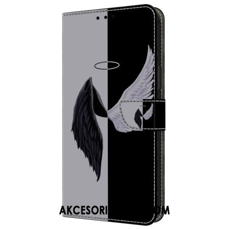 Etui Folio Do Samsung Galaxy A55 5g CZarno-białe Skrzydła