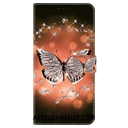 Etui Folio Do Samsung Galaxy S24 5g Kryształowy Motyl