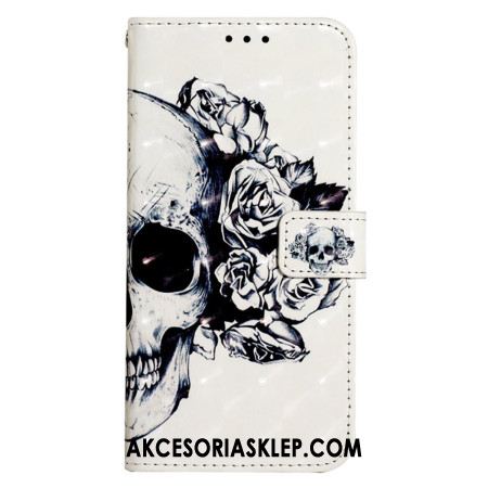 Etui Folio Do Samsung Galaxy S24 5g Kwiatowa CZaszka Z Paskiem