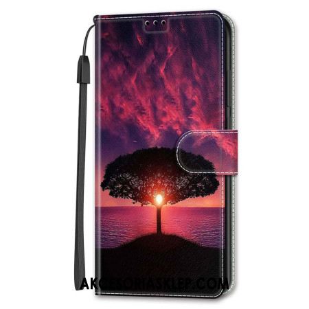 Etui Folio Do Samsung Galaxy S24 Plus 5g CZarne Drzewo O Zachodzie Słońca Z Paskiem