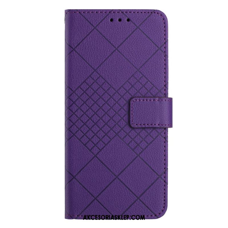 Etui Folio Do Xiaomi 14 Diamenty O Fakturze Litchi Z Paskiem