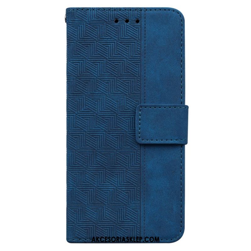 Etui Folio Do Xiaomi 14 Tkany Wzór Na Ramiączkach