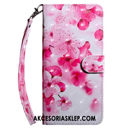 Etui Folio Do Xiaomi Redmi Note 13 4g CZerwone Kwiaty Z Paskiem