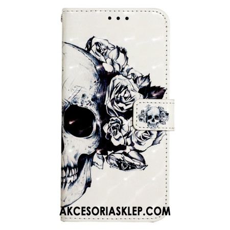 Etui Folio Do Xiaomi Redmi Note 13 4g Kwiatowa CZaszka Z Paskiem