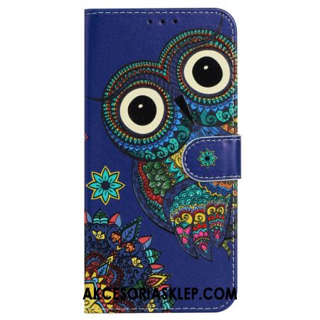 Etui Folio Do iPhone 16 Plus Niebieska Sowa Z Paskiem