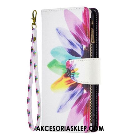 Etui Folio Do iPhone 16 Plus Portfel W Akwarelowe Kwiaty Z Paskiem