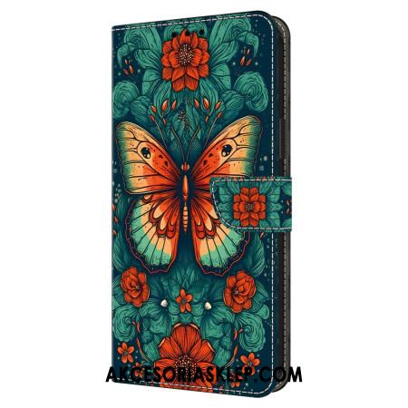 Etui Folio Google Pixel 9 Motyl Na Kwiecistym Tle