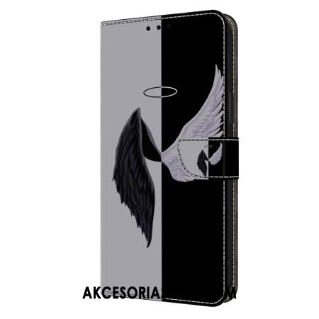 Etui Folio Oppo A98 5g CZarno-białe Skrzydła