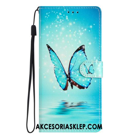 Etui Folio Oppo A98 5g Niebieski Motyl Z Paskiem