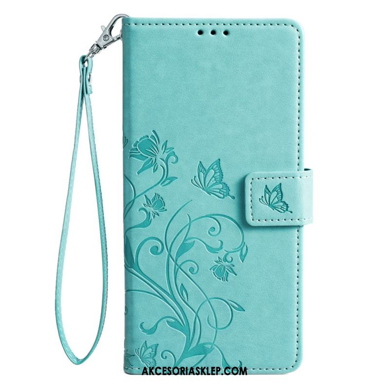 Etui Folio Oppo Reno 11 5g Motyle I Kwiaty Z Paskiem