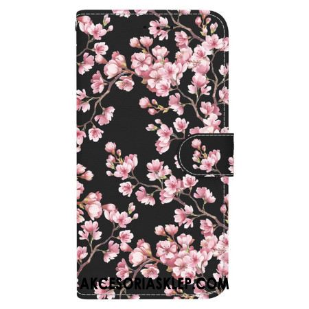 Etui Folio Oppo Reno 12 5g Kwiaty Śliwy Z Paskiem Etui Ochronne