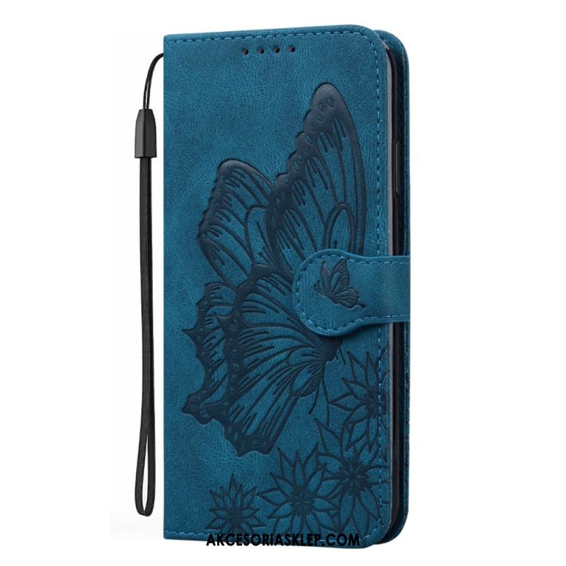 Etui Folio Samsung Galaxy A15 5g Duży Nadruk W Kształcie Motyla Z Paskiem