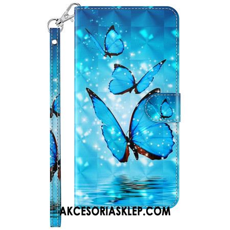 Etui Folio Samsung Galaxy A15 Niebieskie Motyle W Locie Z Paskiem