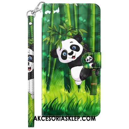 Etui Folio Samsung Galaxy A15 Panda Bambusowa Z Paskiem Etui Ochronne