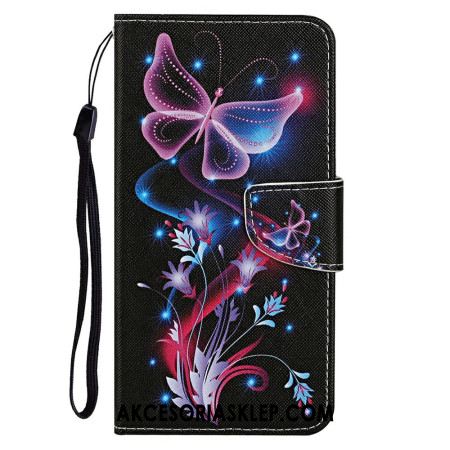 Etui Folio Samsung Galaxy A16 5g Świecące Motyle Etui Ochronne