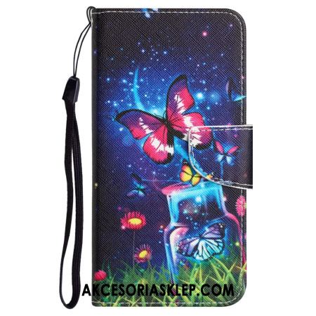 Etui Folio Samsung Galaxy A55 5g Butelka I Motyle Z Paskiem Etui Ochronne