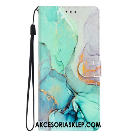 Etui Folio Samsung Galaxy A55 5g Zielony Marmur Z Paskiem