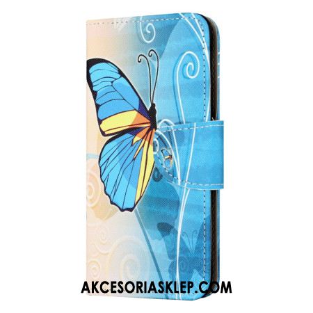 Etui Folio Samsung Galaxy A55 5g Żółty I Niebieski Motyl