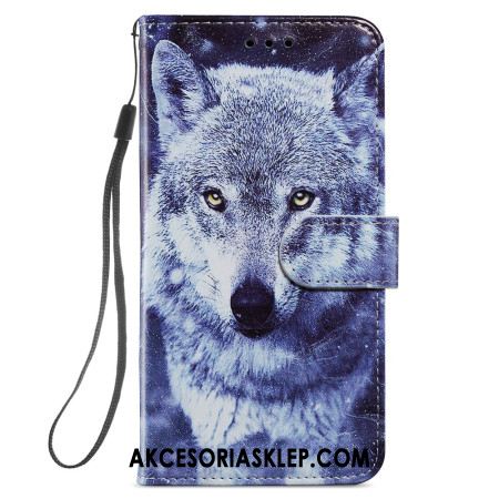 Etui Folio Samsung Galaxy S24 5g Biały Wilk Z Paskiem