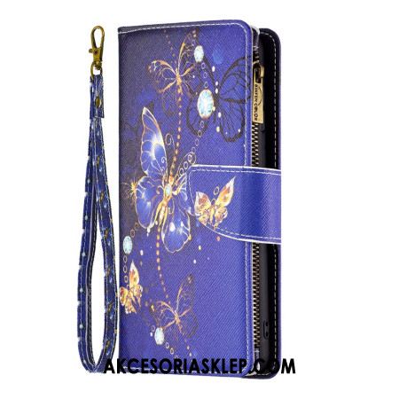 Etui Folio Samsung Galaxy S24 5g Fioletowy Portfel W Motyle Z Paskiem