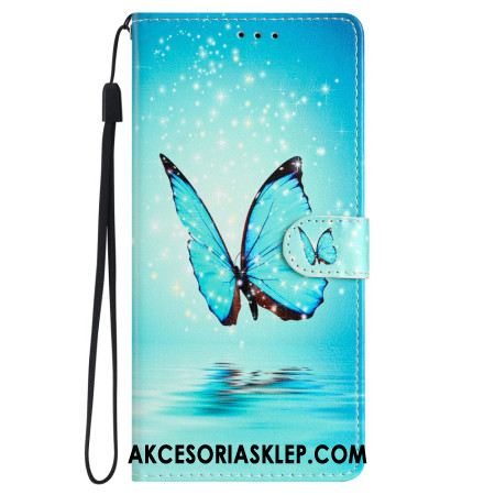 Etui Folio Samsung Galaxy S24 5g Niebieskie Motyle Z Paskiem Etui Ochronne