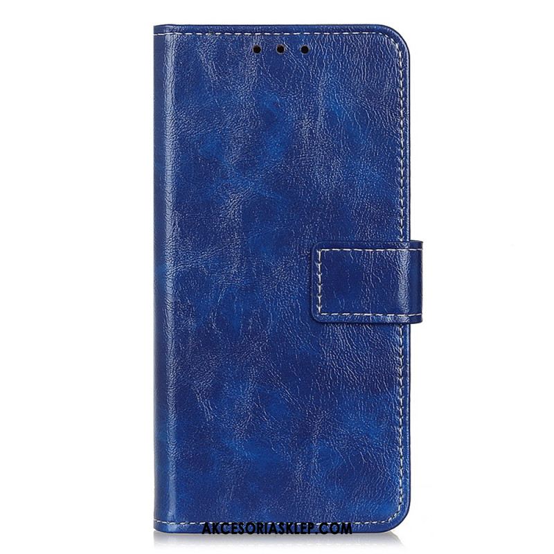 Etui Folio Samsung Galaxy S24 5g Widoczne Szwy Z Imitacji Skóry Lakierowanej Etui Ochronne