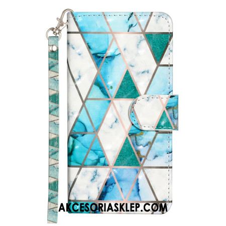 Etui Folio Samsung Galaxy S24 Fe Zielony Marmur Z Paskiem