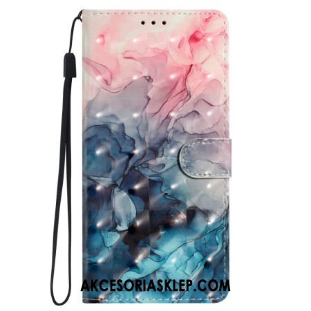 Etui Folio Samsung Galaxy S24 Plus 5g Różowy Niebieski Marmur Z Paskiem Etui Ochronne