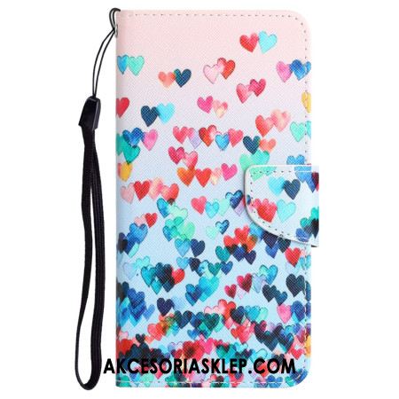 Etui Folio Samsung Galaxy S24 Ultra 5g Deszcz Serc Z Paskiem