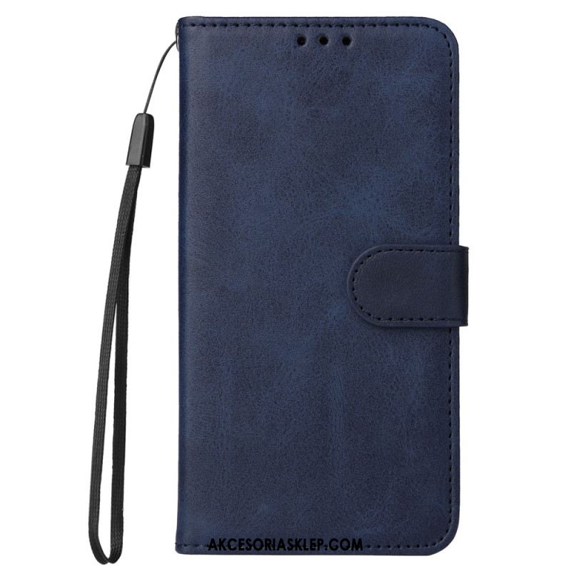 Etui Folio Xiaomi 14 Gładki Efekt Skóry Z Paskiem Etui Ochronne