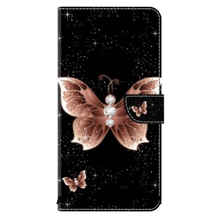 Etui Folio Xiaomi 14 Pro Różowy Diamentowy Motyl Etui Ochronne