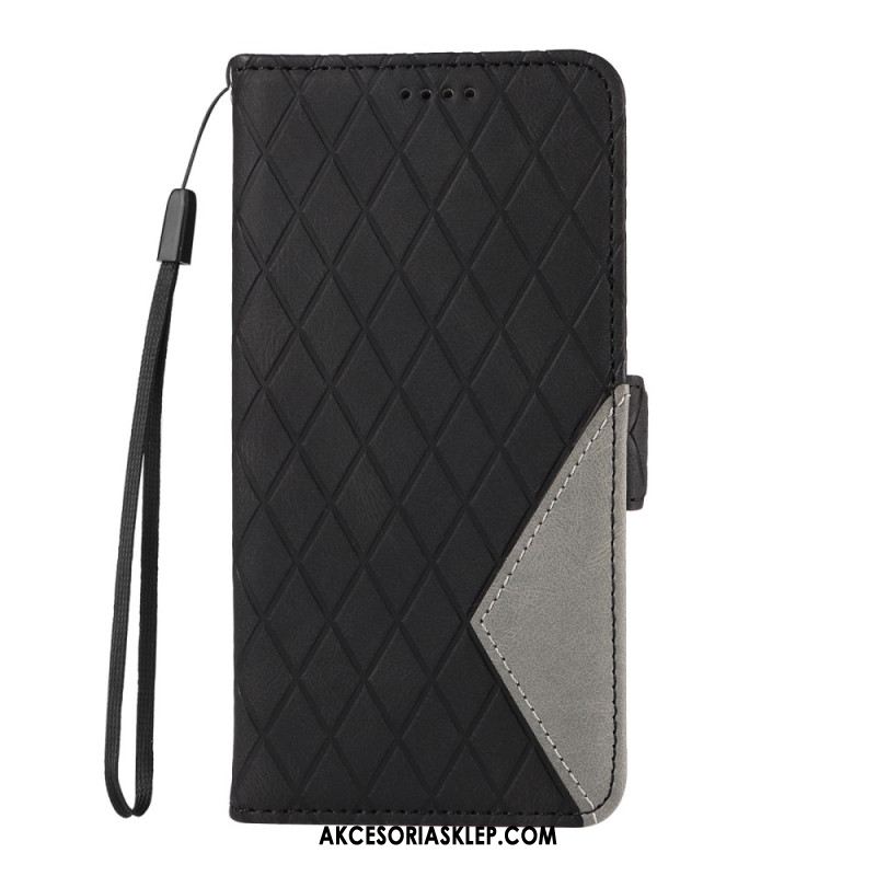 Etui Folio Xiaomi Redmi Note 13 4g Małe Diamenty Z Paskiem Etui Ochronne