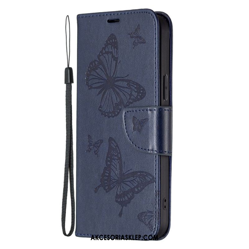 Etui Folio Xiaomi Redmi Note 13 4g Nadruk W Kształcie Motyla Z Paskiem