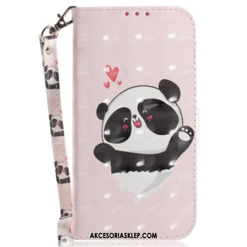 Etui Folio do Realme C35 z Łańcuch Mała Panda Z Paskiem